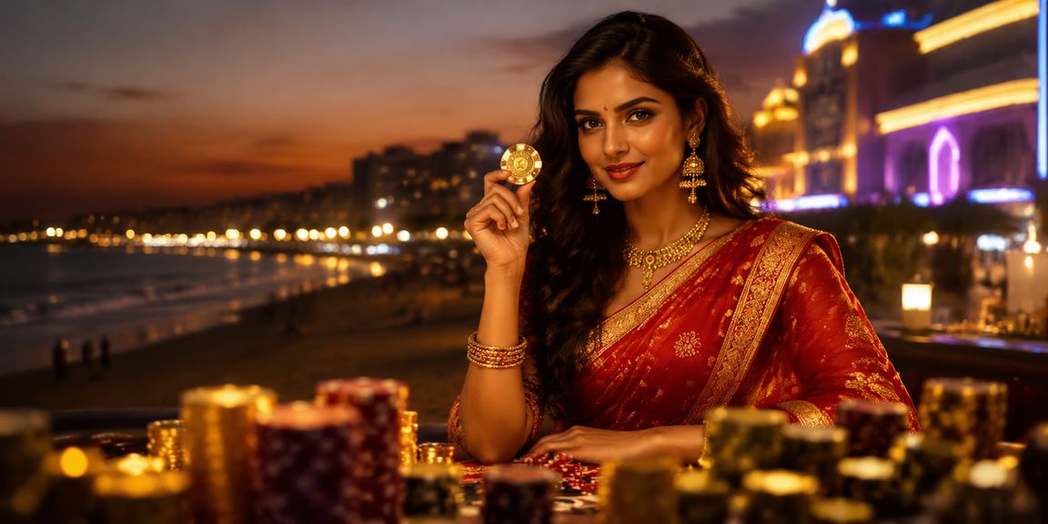 Night party with casino-style promotions at Chennai Marina Beach